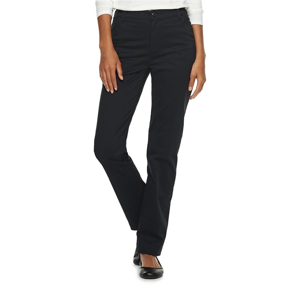 NWT Lee Relaxed Fit Straight-Leg Twill Mid Rise Pants Black Size 16